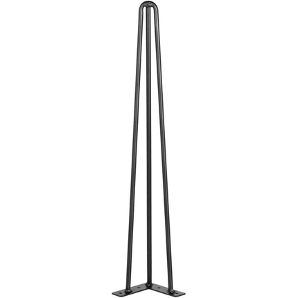 Hairpin Table Legs, 22 Inch Black Set of 4, 3-Rod Steel