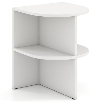 Half-Moon Side Table with Shelves, White, 38x38x48.5 cm