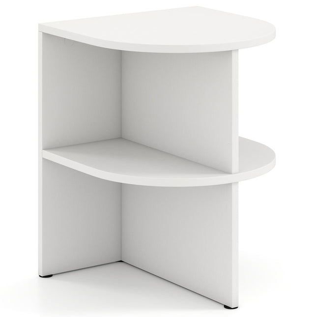Half-Moon Side Table with Shelves, White, 38x38x48.5 cm