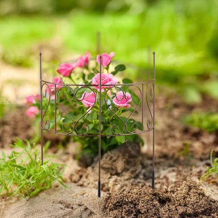 Half-Round Brown Steel Plant Support for Perennials