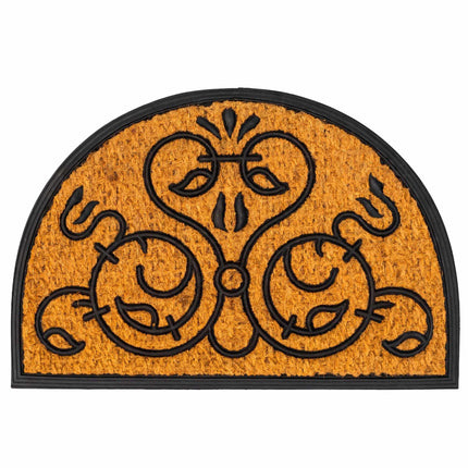 Half-Round Coir Doormat, Baroque Motifs, 60x40 cm