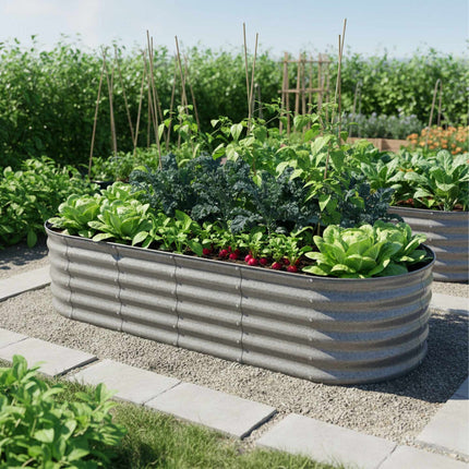Half-Round Galvanized Metal Raised Garden Bed