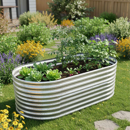 Half-Round Galvanized Metal Raised Garden Bed