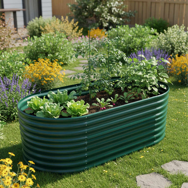 Half-Round Galvanized Metal Raised Garden Bed