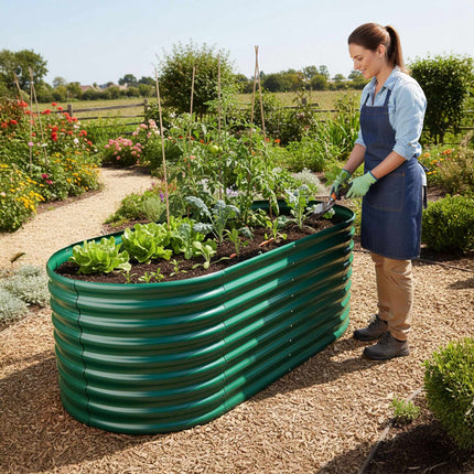 Half-Round Galvanized Steel Raised Garden Bed