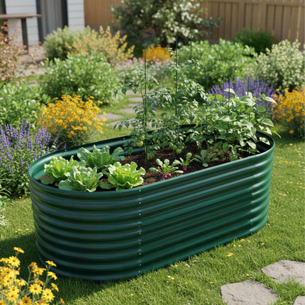 Half-Round Galvanized Steel Raised Garden Bed