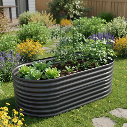 Half-Round Metal Raised Garden Bed, Galvanized