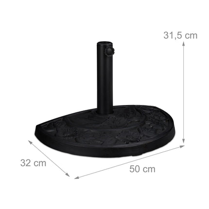 Half-Round Parasol Base, Cast Iron Design, Fits Small Spaces