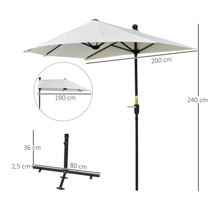 Half-Round Patio Umbrella, Cream, 190x200x240 cm