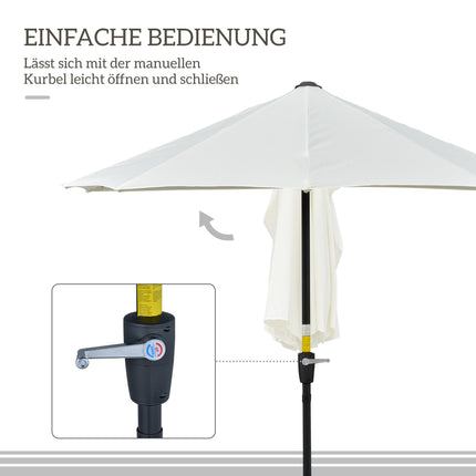 Half-Round Patio Umbrella, Cream, 190x200x240 cm