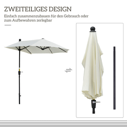 Half-Round Patio Umbrella, Cream, 190x200x240 cm