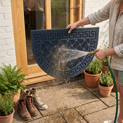 Half-Round Rubber Doormat, Black, 60x40 cm