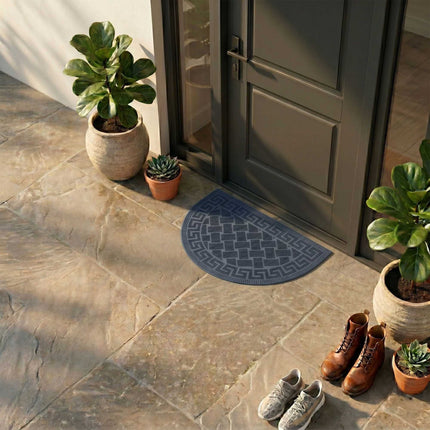 Half-Round Rubber Doormat, Black, 60x40 cm
