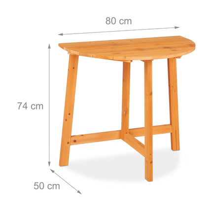 Half-round folding table in wood