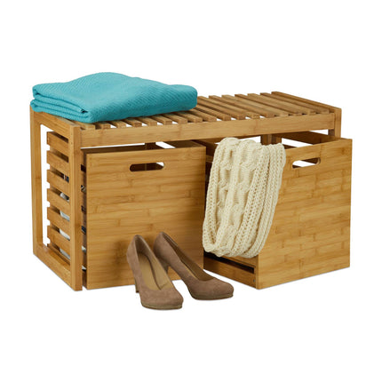 Hall bench with bamboo storage