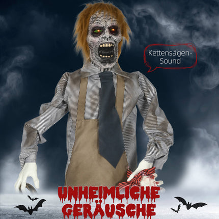 Halloween Chainsaw Killer Prop with Motion and Sound, 1.7m