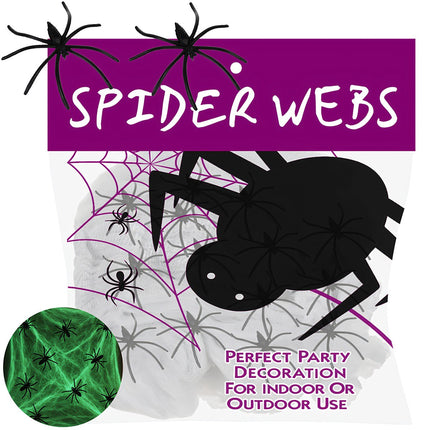 Halloween Glow-in-the-Dark Spider Web with 20 Spiders