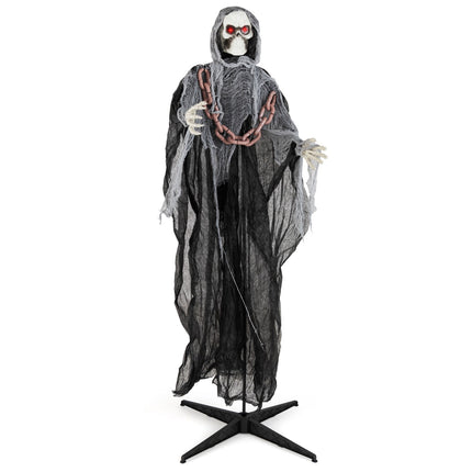 Halloween Grim Reaper 6.4 Feet with Red Glowing Eyes, Terrifying Sounds