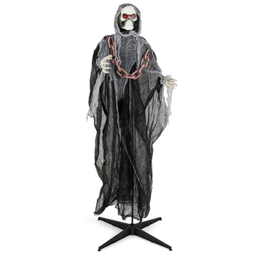 Halloween Grim Reaper 6.4 Feet with Red Glowing Eyes, Terrifying Sounds