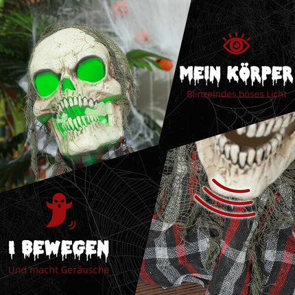 Halloween Groundbreaker Skeleton, Bendable Arms, Glowing Eyes