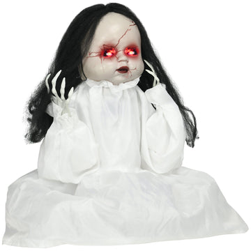 Halloween Horror Doll with LED Eyes, Sound & Motion Sensor, 60 cm