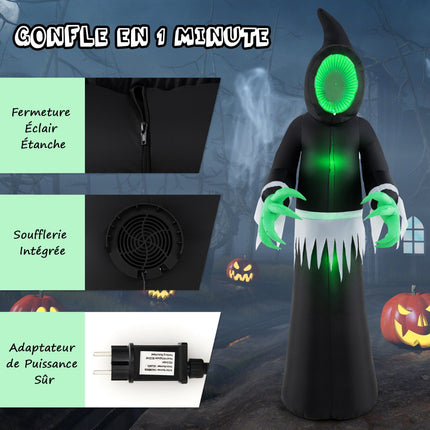 Halloween Inflatable Ghost 245 cm With Green LED Lights