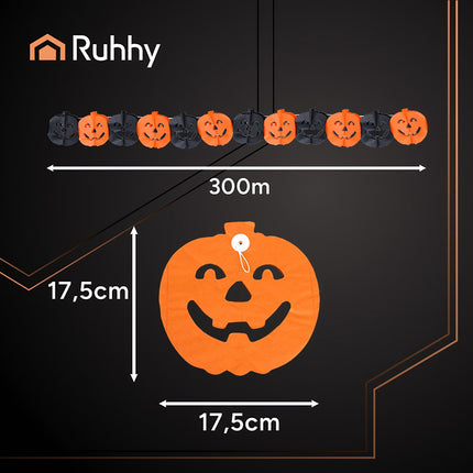 Halloween Pumpkin Garland, 3m Paper Decoration