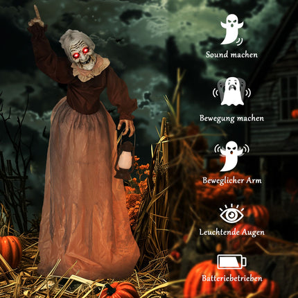 Halloween Witch Decoration, 150 cm, LED Lights, Sound