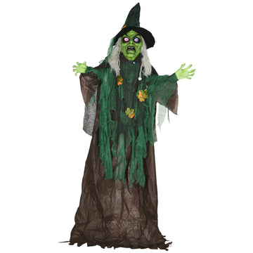 Halloween Witch Decoration with Sound & Motion Sensor, 183cm