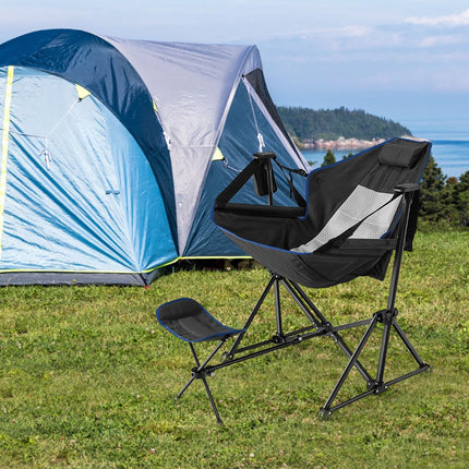 Hammock Camping Chair, Retractable Footrest, Carry Bag
