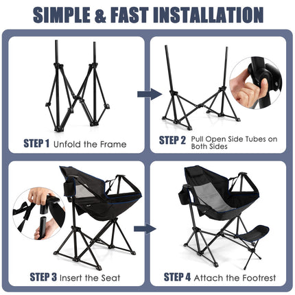 Hammock Camping Chair, Retractable Footrest, Carry Bag