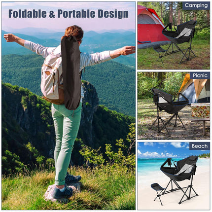 Hammock Camping Chair, Retractable Footrest, Carry Bag