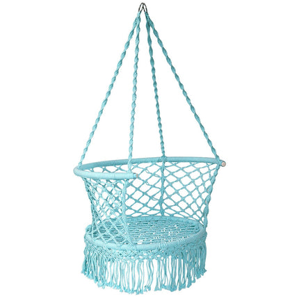 Hammock Chair Swing, Macrame Cotton Backrest, Turquoise