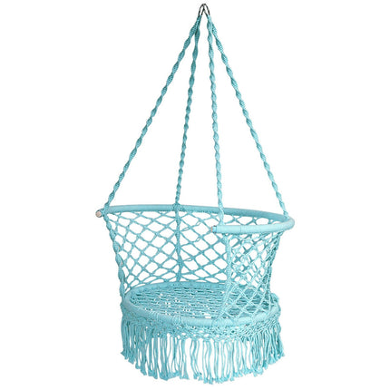 Hammock Chair Swing, Macrame Cotton Backrest, Turquoise