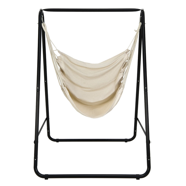 Hammock Chair With Stand, Beige, 120 kg Capacity