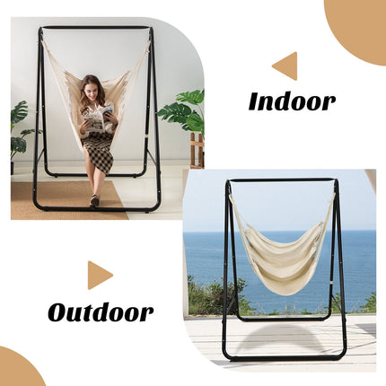 Hammock Chair With Stand, Beige, 120 kg Capacity