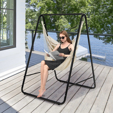 Hammock Chair With Stand, Beige, 120 kg Capacity
