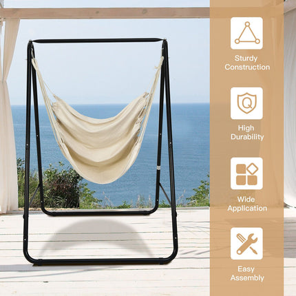 Hammock Chair With Stand, Beige, 120 kg Capacity