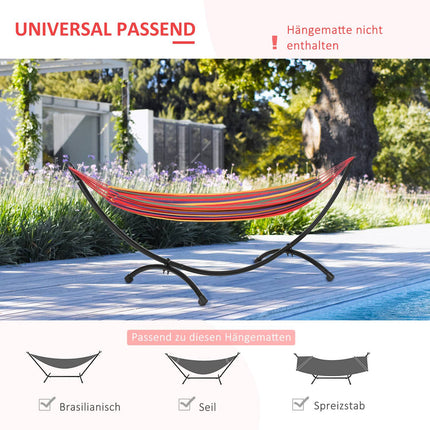 Black steel hammock with pull rope - 300 x 90 x 100 cm