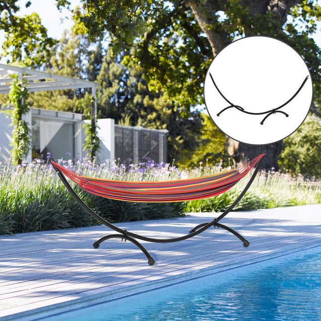 Black steel hammock with pull rope - 300 x 90 x 100 cm