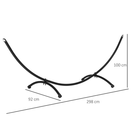 Black steel hammock with pull rope - 300 x 90 x 100 cm