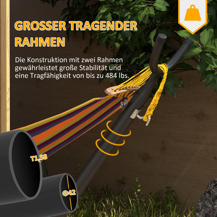 Adjustable steel hammock with wheels, 220 kg load
