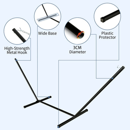 Hammock Stand Set, Steel Frame, Cushion, 200 kg