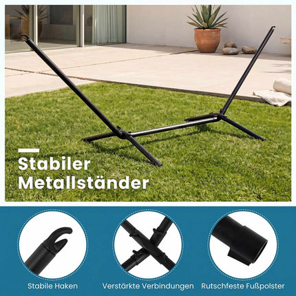 Hammock with Stand, Wooden Spreader Bars & Cushion
