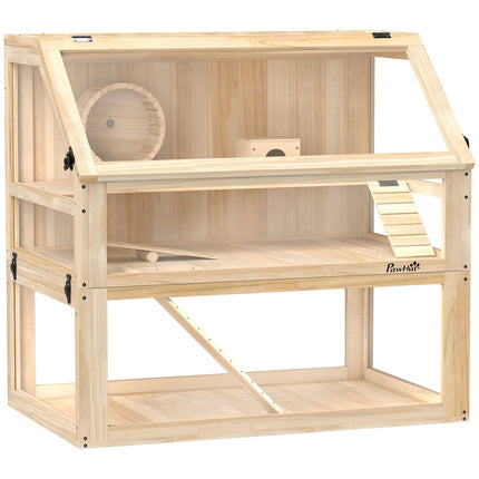 Hamster Cage, 3-Level Wooden with Toys, 80x50x76 cm