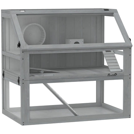 Hamster Cage, 3 Levels, Deep Base, 80x50x76cm, Light Gray