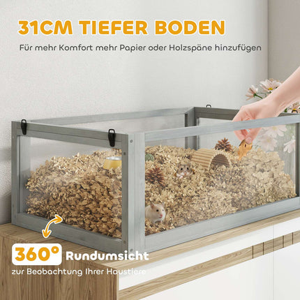 Hamster Cage, 3 Levels, Deep Base, 80x50x76cm, Light Gray