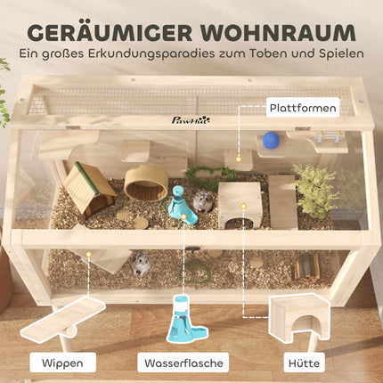 Hamster Cage with Accessories, 110x52x101 cm, Wood/Plastic