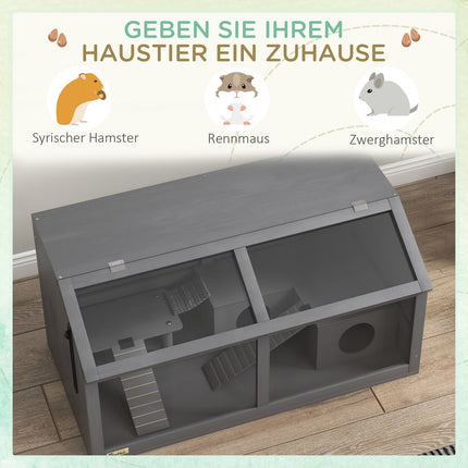 Hamster Cage with Bridge, Hut, and Platform, 85x45x44 cm