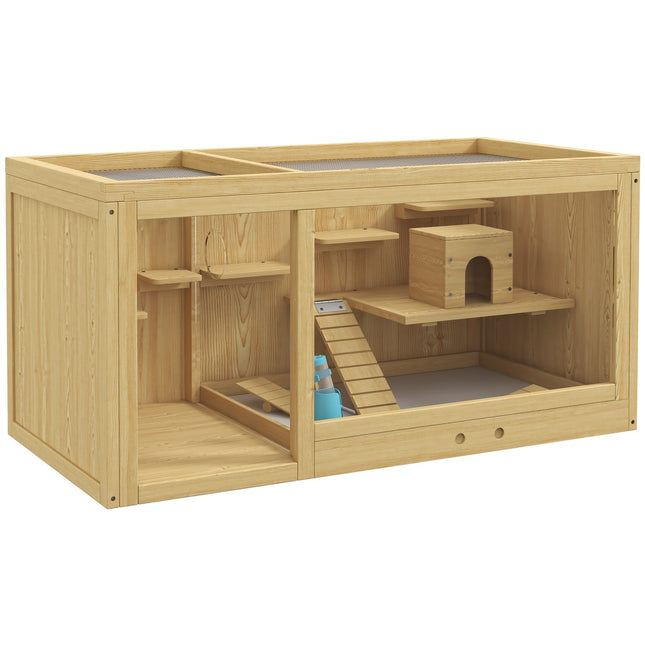 Wooden gerbil cage - 100 cm playhouse with swings and ladders